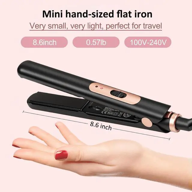 Alt view image 2 of 7 - Small Flat Iron 0.7 Inch Mini Hair Straightener and Curler 2 in 1, 30S Heat-up, Dual Voltage Travel Curling Iron, for Short Hair, Bangs, Pixie Cut, Beard