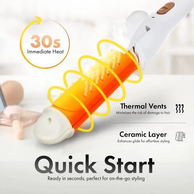 Alt view image 3 of 7 - 2-in-1 Ceramic Hair Curler & Straightener Flat Iron Curler Professional Dual-Purpose Hair Styling Tool, 1.18' Curling Volume, 160-200C Heat, Fast Heating, 6 ft Cord, for Long Short Hair