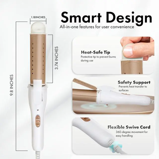 Alt view image 6 of 7 - 2-in-1 Ceramic Hair Curler & Straightener Flat Iron Curler Professional Dual-Purpose Hair Styling Tool, 1.18' Curling Volume, 160-200C Heat, Fast Heating, 6 ft Cord, for Long Short Hair