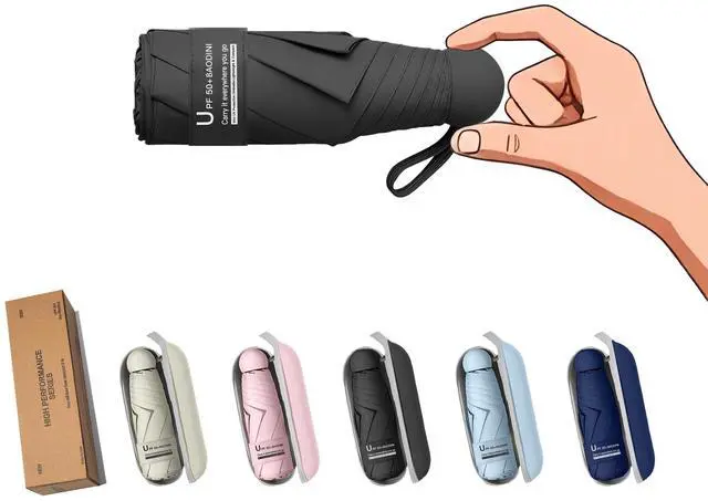 Main image of Travel Essentials Mini Umbrella for Purse With Case Small Compact UV Sun Protection Lightweight Tiny Pocket Manual Open Close Umbrella for Women Kids and Men Fits Purse Backpack