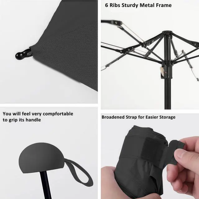 Alt view image 6 of 7 - Travel Essentials Mini Umbrella for Purse With Case Small Compact UV Sun Protection Lightweight Tiny Pocket Manual Open Close Umbrella for Women Kids and Men Fits Purse Backpack