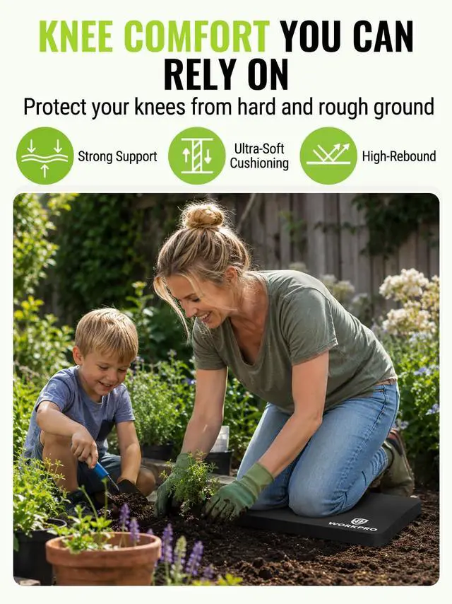 Alt view image 2 of 7 - Extra Thick Kneeling Pad, Soft NBR Foam Cushioning for Knee, Large Foam Kneeler Mat for Gardening, Bathing Baby, Exercise, Workout Supplies, 17.5 x 11 x 1.5 in, Black