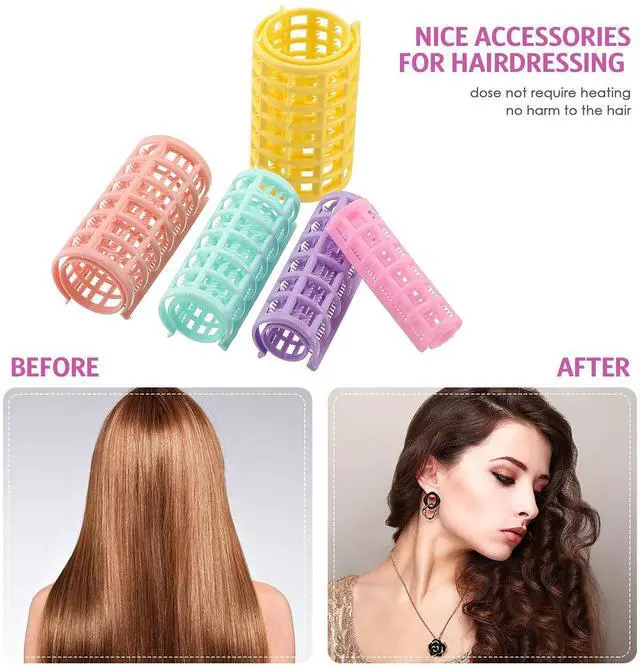 Alt view image 4 of 6 - 36 Pieces Plastic Hair Roller 5 Sizes Curlers Self Grip No Heat Rollers with 2 Pieces Steel Pintail Combs for Short Long Hair Salon Barber Hairdressing Styling Tools(Bright Colors)