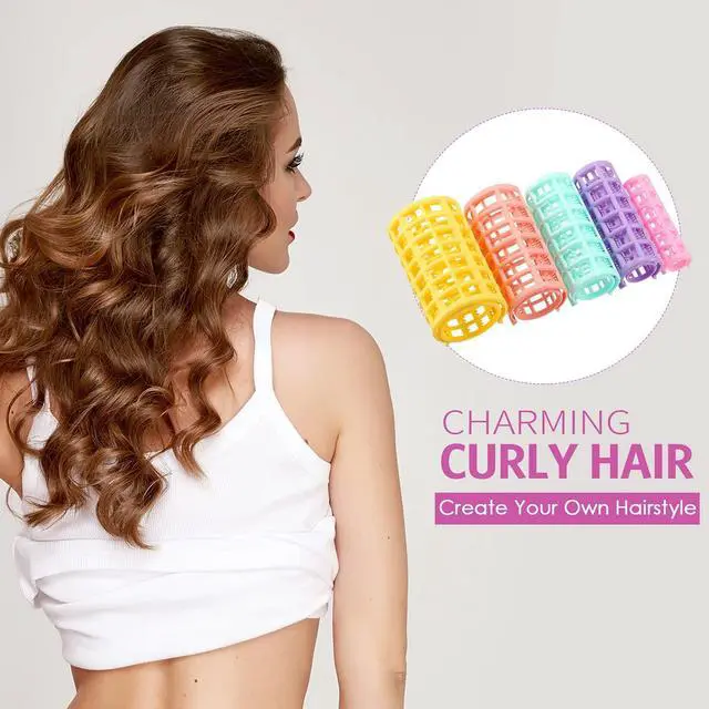 Alt view image 6 of 6 - 36 Pieces Plastic Hair Roller 5 Sizes Curlers Self Grip No Heat Rollers with 2 Pieces Steel Pintail Combs for Short Long Hair Salon Barber Hairdressing Styling Tools(Bright Colors)