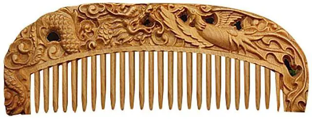 Main image of Handmade Carved Vintage Wooden Hair Comb Portable Anti Static Engraving Animals Women Comb (Dragon & Phoenix)