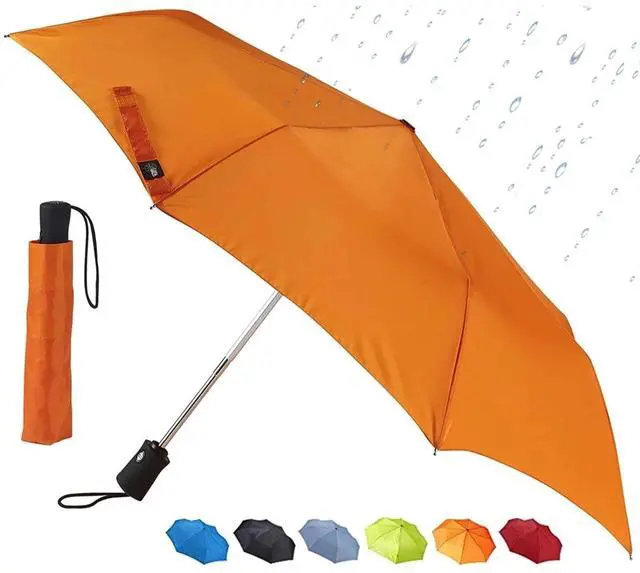 Main image of Travel Umbrella: Windproof & Water Repellent Fabric, Automatic Open Close & 1 Year Warranty, Orange