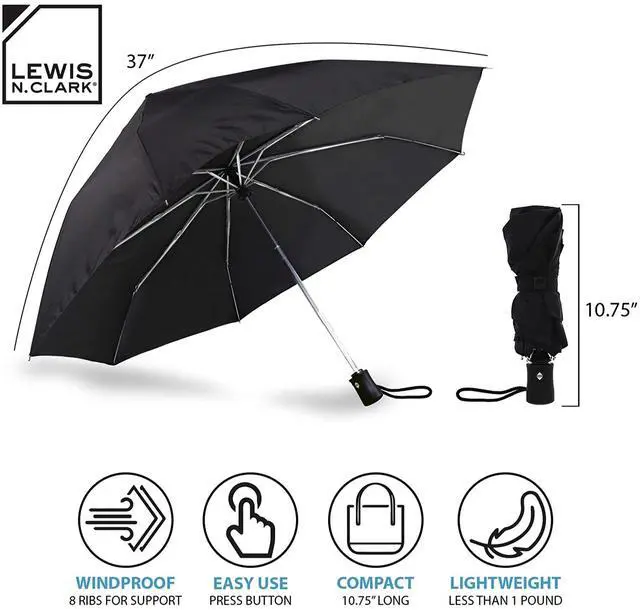 Alt view image 2 of 6 - Travel Umbrella: Windproof & Water Repellent Fabric, Automatic Open Close & 1 Year Warranty, Orange