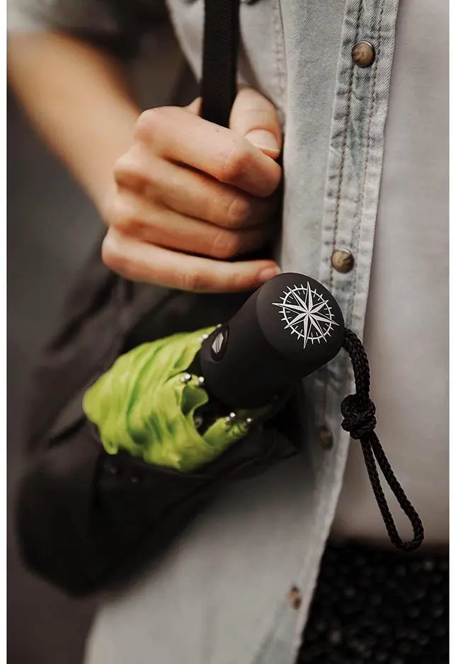 Alt view image 5 of 6 - Travel Umbrella: Windproof & Water Repellent Fabric, Automatic Open Close & 1 Year Warranty, Orange