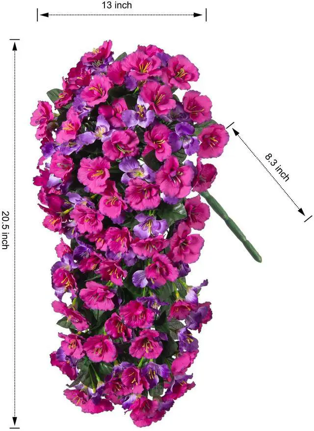 Alt view image 5 of 7 - Hibiscus Artificial Fake Hanging Flowers Plants for Outdoor Spring Decoration, 2PCS UV Resistant Faux Hibiscus Silk Flowers Realistic Look Real for Planters Outside Porch Patio Yard, Violet