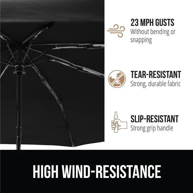 Alt view image 4 of 7 - Compact Travel Size Umbrella for Rain, Sleek Design Fits Backpack, Purse and Carry On, Lightweight Under 1lb, One Click Open and Close, Wind Resistant, Durable Waterproof Quick Dry, Black