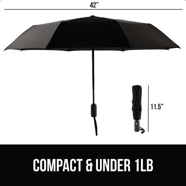 Alt view image 5 of 7 - Compact Travel Size Umbrella for Rain, Sleek Design Fits Backpack, Purse and Carry On, Lightweight Under 1lb, One Click Open and Close, Wind Resistant, Durable Waterproof Quick Dry, Black