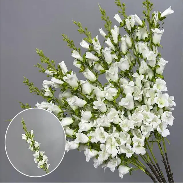 Alt view image 4 of 5 - Lily of The Valley Artificial Flowers,3Pcs 40" Bulk Fake Silk Bell Flowers Wind Chime Orchid with Long Stems,Large Faux Florals for Home, Garden, Wedding Decoration (Pinkish Purple)