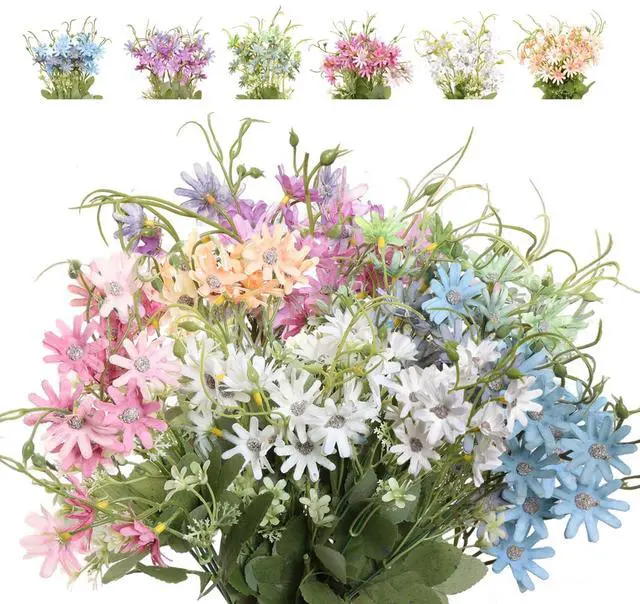 Main image of 6Pcs Artificial Flowers Artificial Daisy Flower Colorful Mixed Bundles Faux Wildflower Plants Long Stem Flowers for Home Indoor Outside Garden Vase Decor