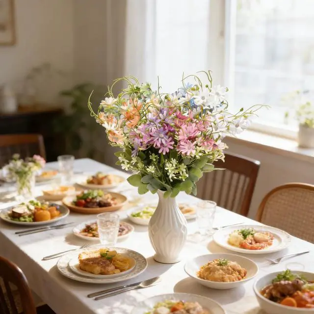 Alt view image 4 of 7 - 6Pcs Artificial Flowers Artificial Daisy Flower Colorful Mixed Bundles Faux Wildflower Plants Long Stem Flowers for Home Indoor Outside Garden Vase Decor