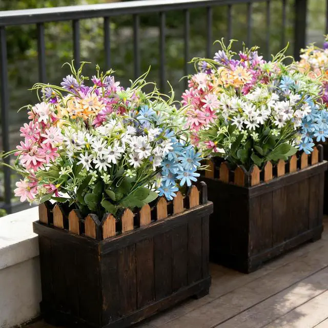 Alt view image 7 of 7 - 6Pcs Artificial Flowers Artificial Daisy Flower Colorful Mixed Bundles Faux Wildflower Plants Long Stem Flowers for Home Indoor Outside Garden Vase Decor