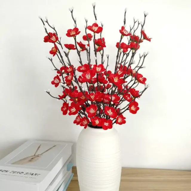 Main image of 10PCS Artificial White Plum Blossom Flowers,21.3" /54cm Long Fake Flowers Silk Fabric Simulation Flowers Bouquet for Home Kitchen Decoration Floral Arrangement Centerpieces for Table (red)