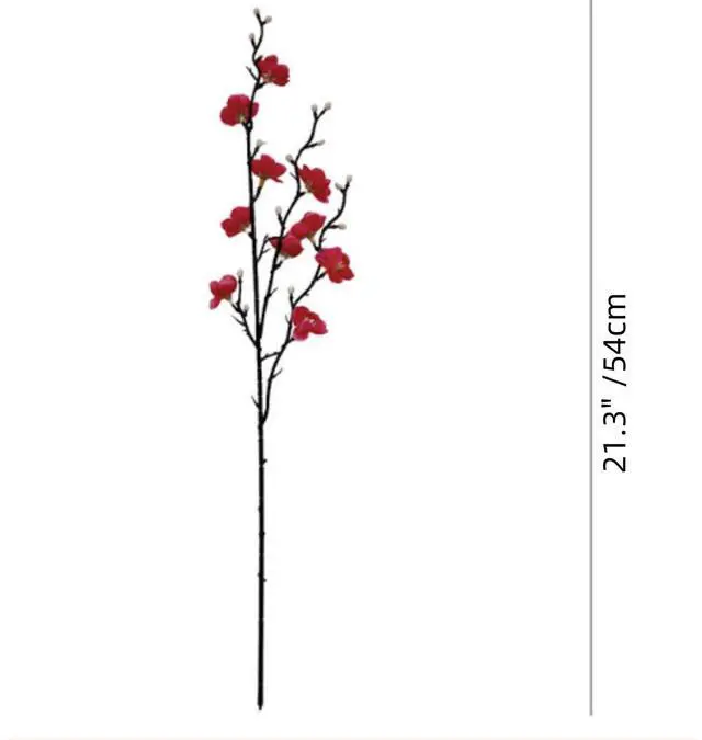 Alt view image 3 of 6 - 10PCS Artificial White Plum Blossom Flowers,21.3" /54cm Long Fake Flowers Silk Fabric Simulation Flowers Bouquet for Home Kitchen Decoration Floral Arrangement Centerpieces for Table (red)