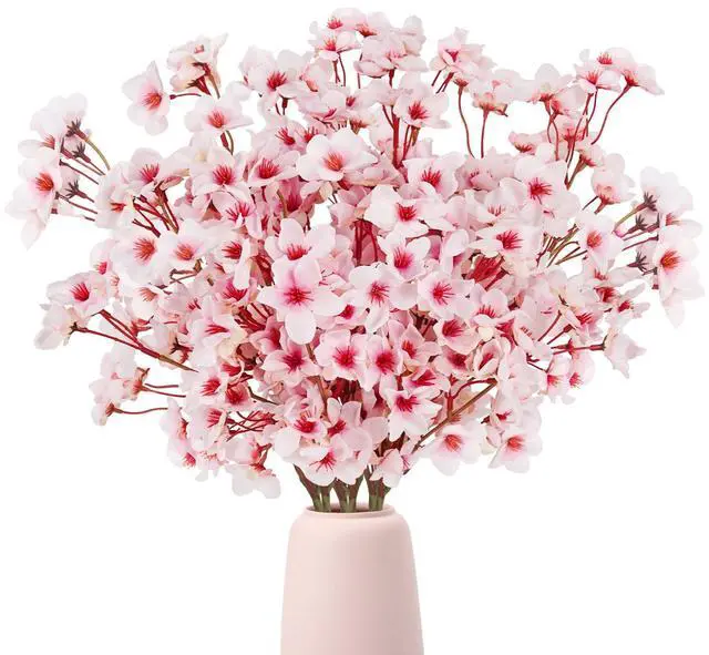 Main image of Artificial Cherry Blossom Branches, 6 Pcs Faux Silk Cherry Blossom Flowers Fake Spring Cherry Blossom Floral Stems for Vase Wedding Table Centerpieces Indoor Home Decor