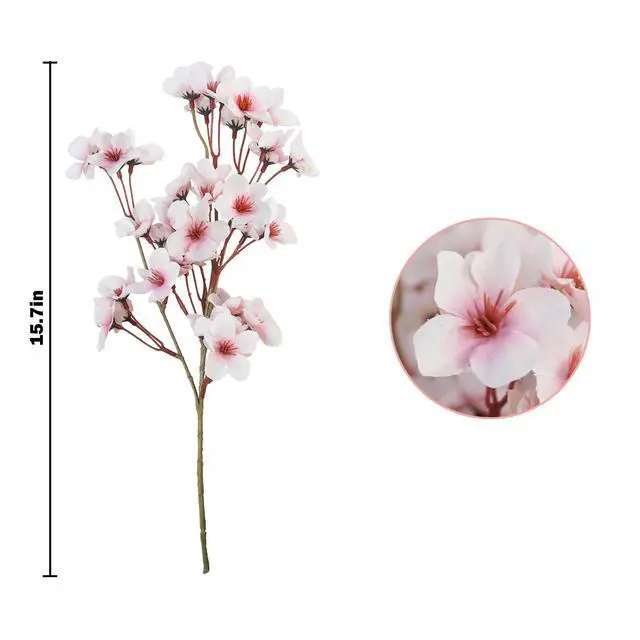 Alt view image 5 of 7 - Artificial Cherry Blossom Branches, 6 Pcs Faux Silk Cherry Blossom Flowers Fake Spring Cherry Blossom Floral Stems for Vase Wedding Table Centerpieces Indoor Home Decor