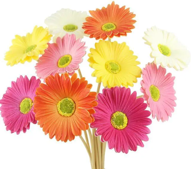 Main image of 10 Pcs Artificial Gerbera Daisies Flowers Artificial Daisy Bouquet Fake Daisy Stems Faux Flowers Bulk Artificial Flowers Wildflowers Silk Flowers for Wedding Bridal Bouquet Party Home Kitchen