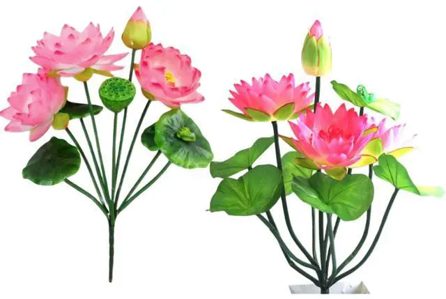 Main image of 2 Bouquets Artificial Lotus Flowers,21" Real-Touch Water Lilies Tabletop Flower for Wedding,Party,Office,Home Indoor Outdoor Decoration