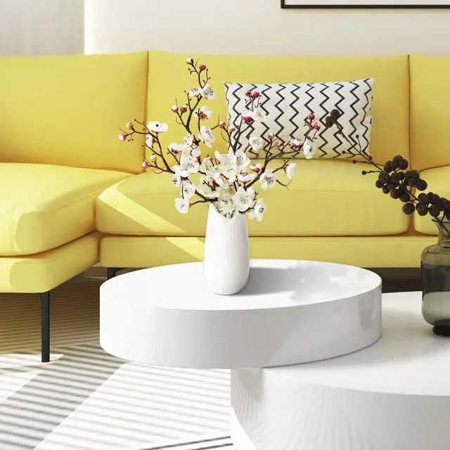Alt view image 6 of 7 - 4pcs White Artificial Silk Plum Blossom Flower Branches No Stem Real Touch for Home Table Wedding Bouquet Beach Theme Party Decoration Without Vase