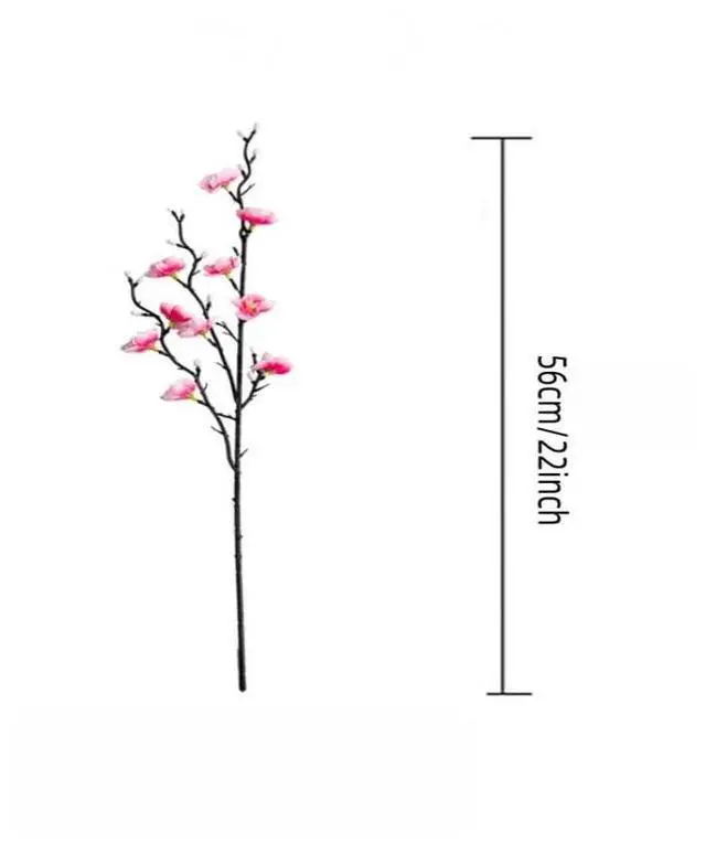 Alt view image 4 of 6 - 12 Pcs Artificial Plum Blossom Flowers 22" Fake Cherry Blossom Branches Faux Silk Plum Blossom Branches Arrangements for Vase Home Wedding Anniversary Dinning Table Spring Decor