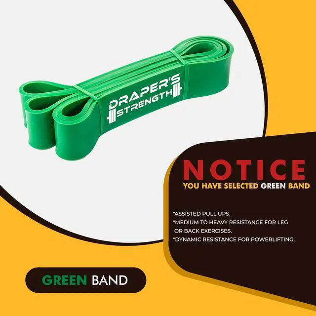 Alt view image 2 of 7 - Heavy Duty Resistance Stretch Loop Bands for Powerlifting Workout Exercise and Assisted Pull Ups 05. Green