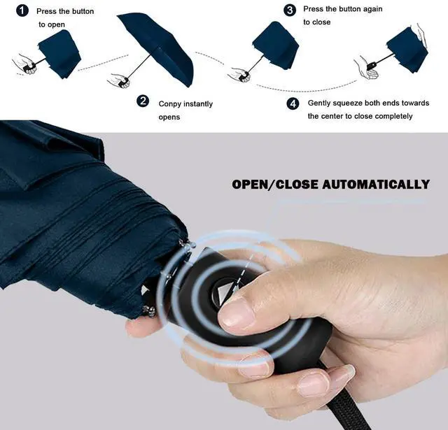 Alt view image 5 of 7 - Windproof Travel Compact Umbrella-Automatic Umbrellas for Rain- Small Portable Windproof Umbrellas for Men Women Teenage. (White Polka Dots)