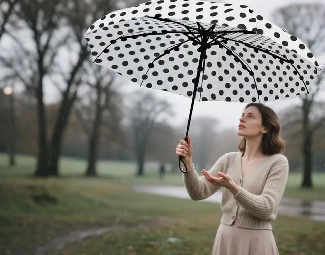 Alt view image 6 of 7 - Windproof Travel Compact Umbrella-Automatic Umbrellas for Rain- Small Portable Windproof Umbrellas for Men Women Teenage. (White Polka Dots)