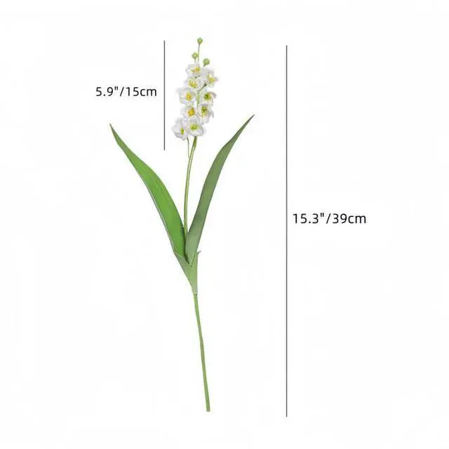 Alt view image 2 of 7 - 5 Pcs Artificial Lily of The Valley Flowers Real Touch Fake Orchid Wedding Bouquet Bell Flower for Home Office Wedding Party Decor (White)