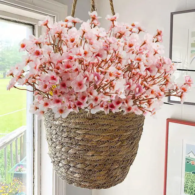 Alt view image 3 of 7 - 4Pcs Artificial Cherry Blossom Flower, Silk Peach Flowers Fake Plants Arrangement for DIY Garden Home Wedding Party Spring Decor, Pink