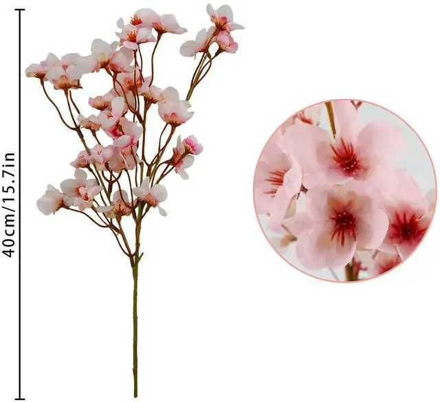 Alt view image 4 of 7 - 4Pcs Artificial Cherry Blossom Flower, Silk Peach Flowers Fake Plants Arrangement for DIY Garden Home Wedding Party Spring Decor, Pink