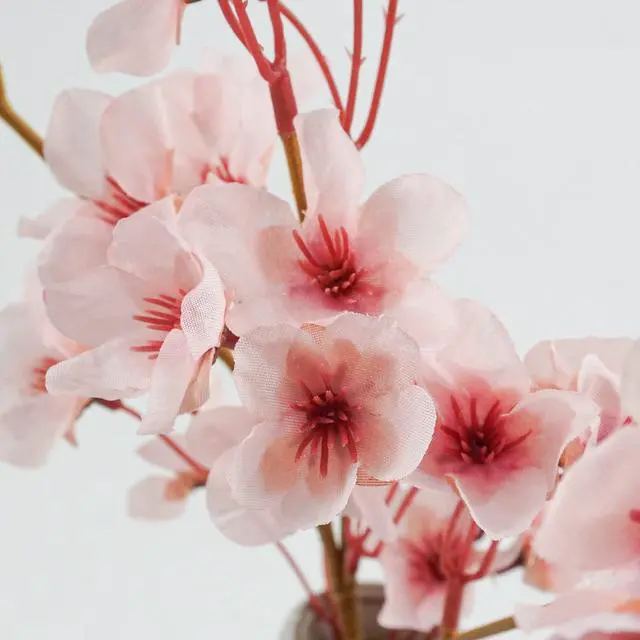 Alt view image 6 of 7 - 4Pcs Artificial Cherry Blossom Flower, Silk Peach Flowers Fake Plants Arrangement for DIY Garden Home Wedding Party Spring Decor, Pink