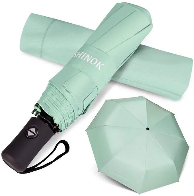 Main image of Travel Umbrella Compact Folding Sun Umbrellas Lighweight Auto Open Close for Women Parasol Mint Green