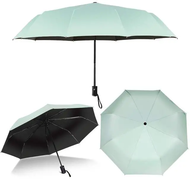 Alt view image 2 of 6 - Travel Umbrella Compact Folding Sun Umbrellas Lighweight Auto Open Close for Women Parasol Mint Green