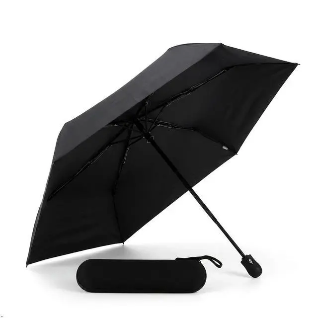 Main image of Compact Auto Travel Umbrella - 10.3" Folded, UPF 50+ UV Protection, Lightweight 9.3oz with Case Black