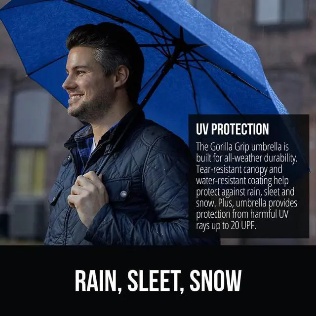 Alt view image 3 of 7 - Compact Travel Size Umbrella for Rain, Sleek Design Fits Backpack, Purse and Carry On, Lightweight Under 1lb, One Click Open and Close, Wind Resistant, Durable Waterproof Quick Dry, Navy