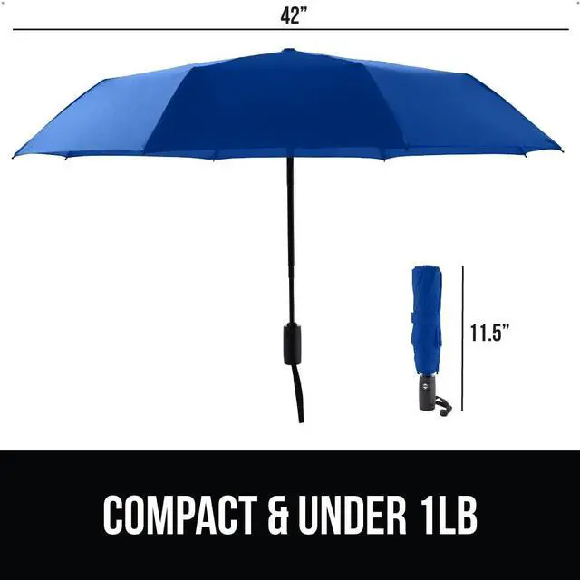 Alt view image 5 of 7 - Compact Travel Size Umbrella for Rain, Sleek Design Fits Backpack, Purse and Carry On, Lightweight Under 1lb, One Click Open and Close, Wind Resistant, Durable Waterproof Quick Dry, Navy
