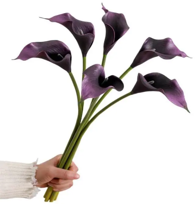 Main image of Artificial Calla Lily Flowers, 18.9" Faux Calla Lilies Artificial Flowers Centerpiece Decor for Home Office&Home Decor (6, Purple)