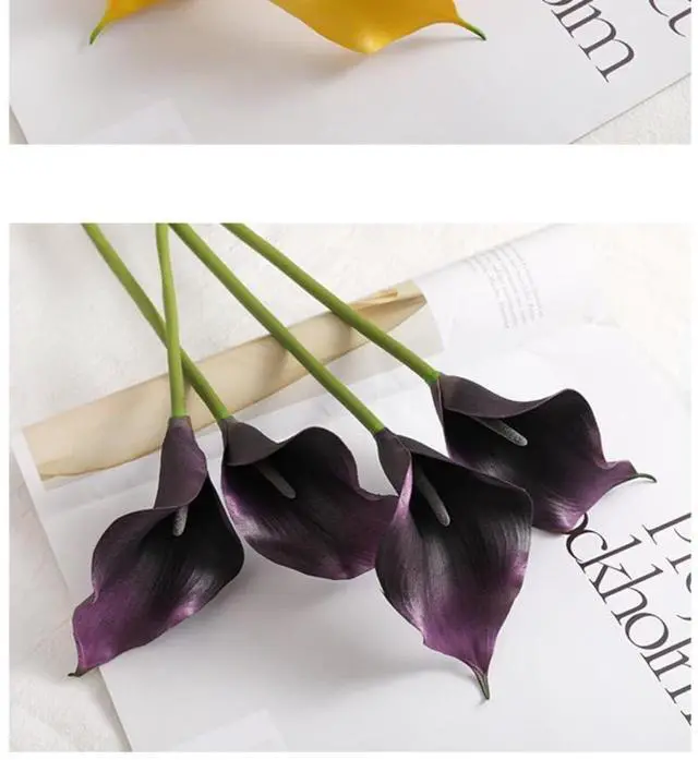 Alt view image 5 of 5 - Artificial Calla Lily Flowers, 18.9" Faux Calla Lilies Artificial Flowers Centerpiece Decor for Home Office&Home Decor (6, Purple)