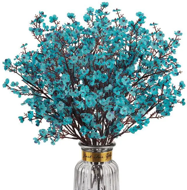 Main image of 8Pcs Babys Breath Artificial Flowers Silk,Real Touch Peacock Blue Bouquets Flowers for Vase Home Office Wedding Spring Winter Indoor Outdoor Centerpiece Table Mother's Day Decorations