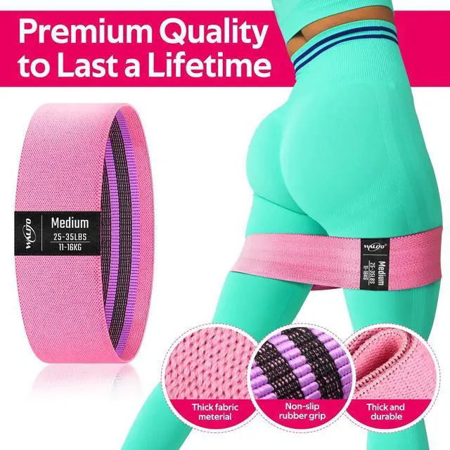 Alt view image 2 of 6 - Resistance Bands for Working Out, Fabric Exercise Bands for Legs and Butt, Workout Bands for Women and Men, Booty Band for Yoga Starter Set, Pilates, Rehab, Fitness and Home Workout