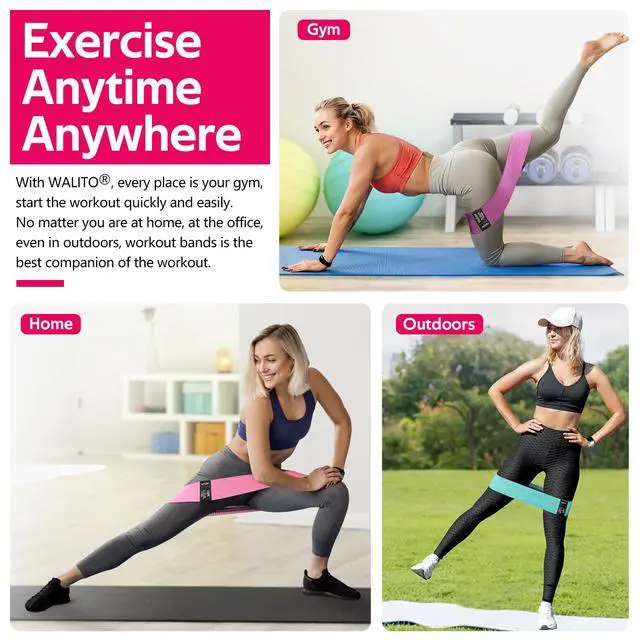 Alt view image 4 of 6 - Resistance Bands for Working Out, Fabric Exercise Bands for Legs and Butt, Workout Bands for Women and Men, Booty Band for Yoga Starter Set, Pilates, Rehab, Fitness and Home Workout