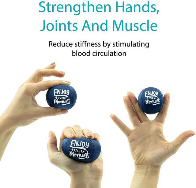 Alt view image 6 of 7 - Stress Balls - Hand Therapy Relief for Anxiety, Fidget, Tension, Exercise Strengthener - Motivational Toys for Adults & Kids - Set of 2 (Crystal Blue, Ocean Blue)