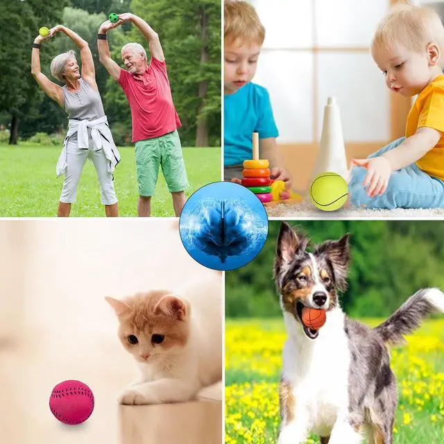 Alt view image 7 of 7 - 4/8/16 Pack 2.36 Inch Wrist Return Balls Wristband Ball Rubber Rebound Bouncy Sport Ball (Basketball, Baseball, Soccer,Tennis) on Elastic String Wrist Exercise or Play,Gift Toy for Kids Teens Adults