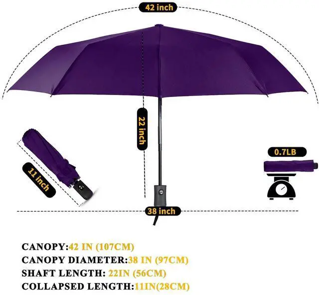 Alt view image 3 of 7 - Travel Essentials Mini/Compact Umbrella for Purse - Small Lightweight, UV Sun Protection, Tiny Umbrella for Men/Women/Kids(42 inch,Purple)