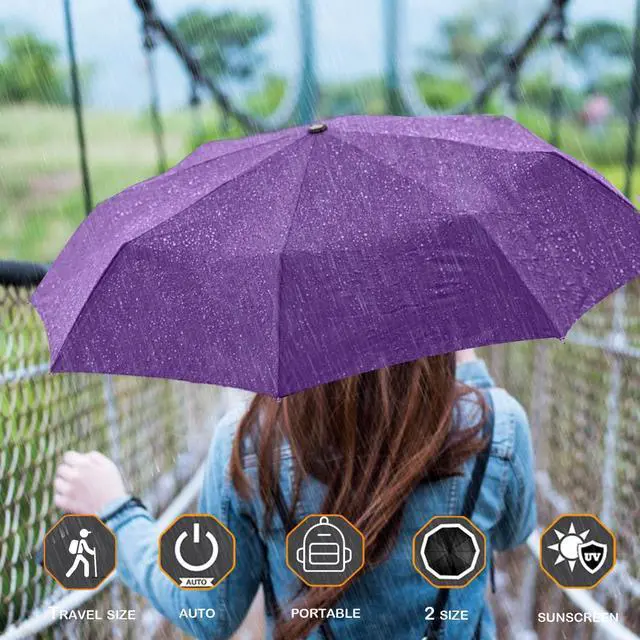Alt view image 5 of 7 - Travel Essentials Mini/Compact Umbrella for Purse - Small Lightweight, UV Sun Protection, Tiny Umbrella for Men/Women/Kids(42 inch,Purple)