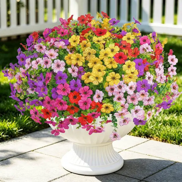 Main image of 20 Bundles Artificial Flowers for Outdoors Decoration Fake Silk Flowers UV Resistant Faux Plants Artificial Daisy Eucalyptus for Spring Summer Garden Yard Porch Window Home Decor, Mix Colors
