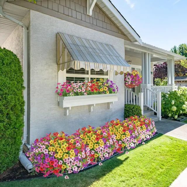 Alt view image 6 of 6 - 20 Bundles Artificial Flowers for Outdoors Decoration Fake Silk Flowers UV Resistant Faux Plants Artificial Daisy Eucalyptus for Spring Summer Garden Yard Porch Window Home Decor, Mix Colors